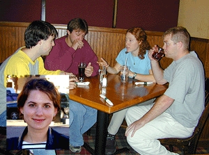 Members of the focus group discuss Carr (inset).